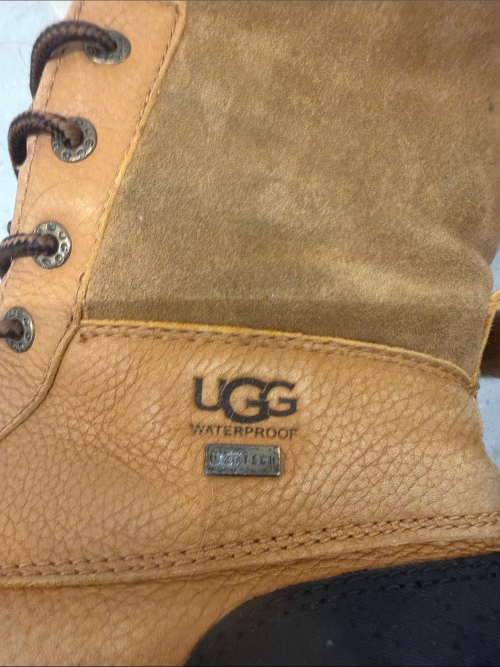UGG Waterproof Tan & Black Lace-Up Winter Boots - Picture 7 of 9
